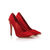 Red suede leather pointed head pump