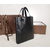 Black woven leather edge tote