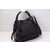 Black leather with house check fabric hobo shoulder bag