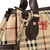 Beige Medium Check Brown Leather Trim  Handbag Bag with Should Strap