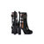 Leather buckle strap short boots