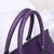 Gray cashmere with purple ostrich leather flap tote