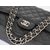 Black Ball Skin Leather Quilting Chain Bag (Nickel)