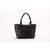 Black Lamb Skin Leather Snake Skin Leather Logo Handle Bag