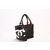 Black Lamb Skin Leather White Leather Logo Handle Bag