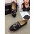 Calfskin leather rivet double C logo casual flats