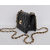 Black Lamb Skin Leather Double Turn Lock Chain Shoulder Bag