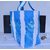 Blue stripe cotton fabric tote