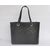 Black caviar leather shopping tote bag