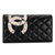 Snake Skin Leather Double C Logo Black Lambskin Leather Wallet