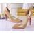 Beige patent leather pump