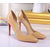 Beige patent leather pump