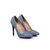 Blue denim rivet pointed head pump