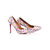 White patent leather multiple color rivet pump