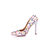 White patent leather multiple color rivet pump