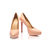 Pink patent leather platform pointed head pump