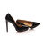 Black patent leather platform pointed head pump