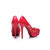 Red patent leather cut out platform pump