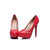 Red patent leather cut out platform pump