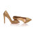 Gold pyrography gold satin pointed head pump