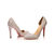 white pyrography champagne satin pointed head pump