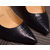 Black croco leather pointed head pump