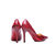 Red croco leather pointed head pump