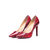 Red croco leather pointed head pump