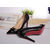 Black leather pointed head pump