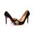 Black suede leather rivet pointed head pump