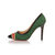 Green suede leather rivet pointed head pump