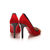 Red suede leather rivet pointed head pump