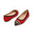 Red suede leather rivet pointed head flat