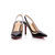 Black patent leather pointed head slingback pump