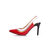 Red patent leather pointed head slingback pump