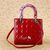 Lady Dior Bag Small Red Pattern Leather (Silver)