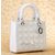 Lady Dior Bag Small White Pattern Leather (Silver)