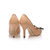 Beige quilting leather bow-tie peep toe pump