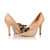 Quilting beige leather bow-tie peep toe platform pump