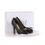 Quilting black leather bow-tie peep toe platform pump