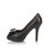 Quilting black leather bow-tie peep toe platform pump