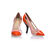 Orange leather pointed head pump