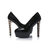 Black leather peep toe platform pump