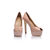 Beige leather peep toe platform pump