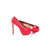 Red patent peep toe platform pump