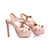 Beige patent leather platform pump sandal