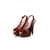 Multiple color stripe fabric peep toe platform pump