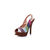 Multiple color stripe fabric peep toe platform pump