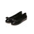 Black patent croco leather flat