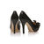 Black quilting patent leather bow-tie pump